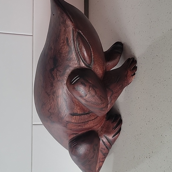 MCM Vintage Handcarved Wooden Frog Mahogany Color